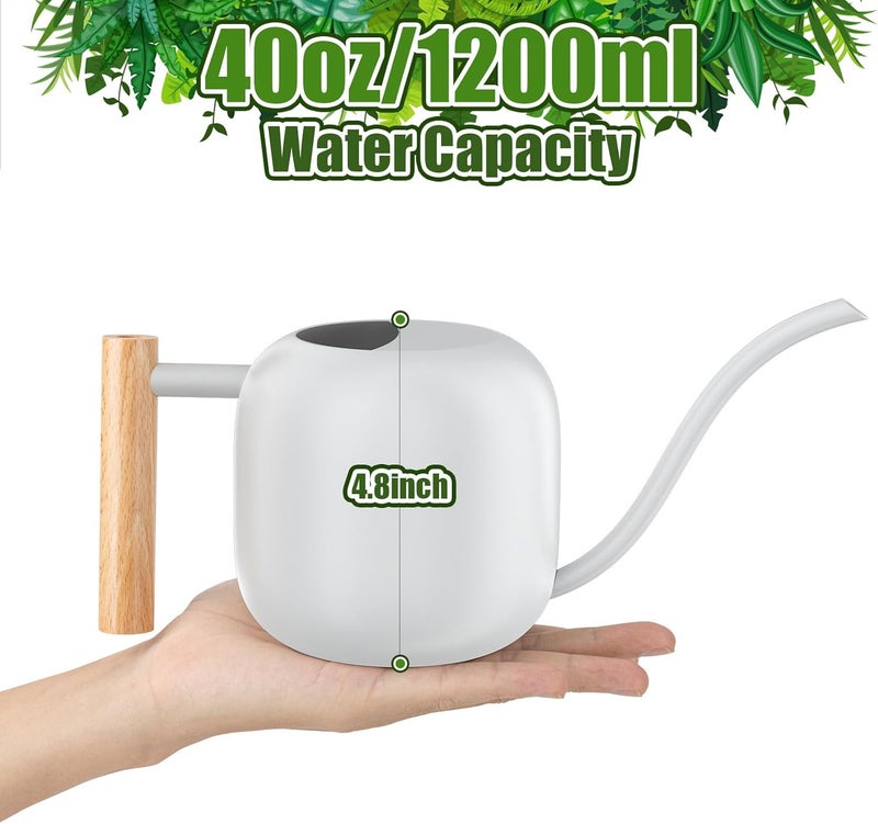 Green Moon Water Can Indoor Plant White 1.2L/41oz with Long Spout Small Water Can Metal Watering Can Pot for Indoor House Plant Bonsai Outdoor Garden Flowers Decorative - Image 3